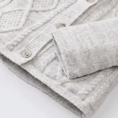 Bibaby Unisex Hırka Triko Desenli Welsoftlu Gri - 4