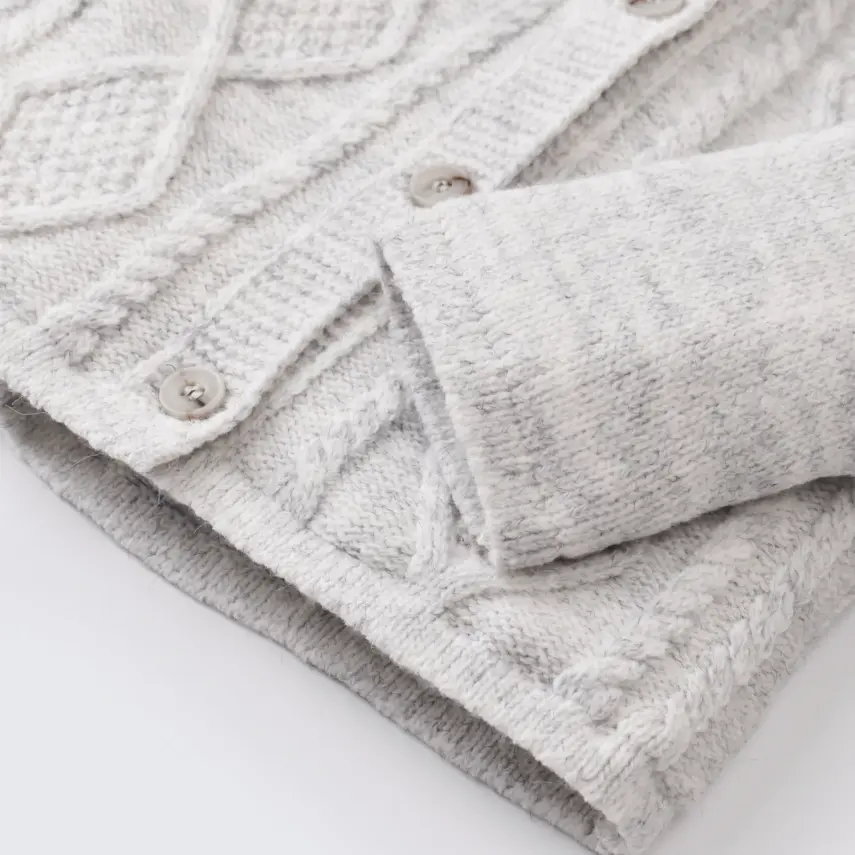 Bibaby Unisex Hırka Triko Desenli Welsoftlu Gri - 4