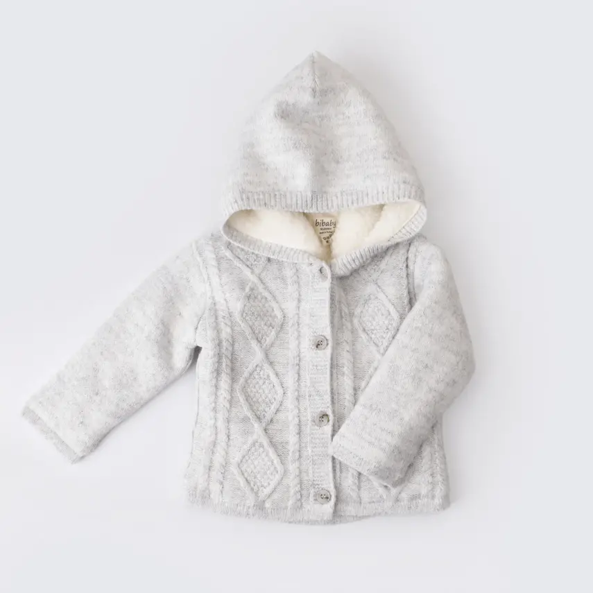 Bibaby Unisex Hırka Triko Desenli Welsoftlu Gri - 1