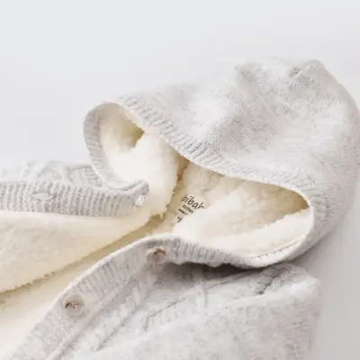 Bibaby Unisex Hırka Triko Desenli Welsoftlu Gri - 5