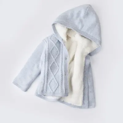 Bibaby Unisex Hırka Triko Desenli Welsoftlu Mavi - 4