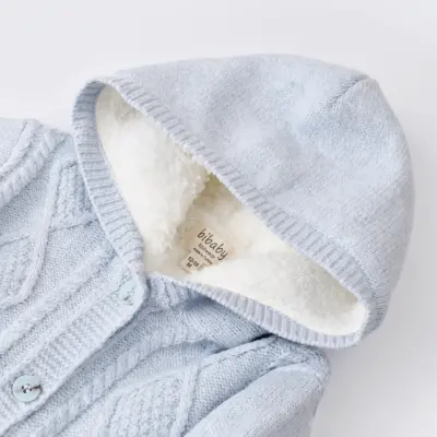 Bibaby Unisex Hırka Triko Desenli Welsoftlu Mavi - 6