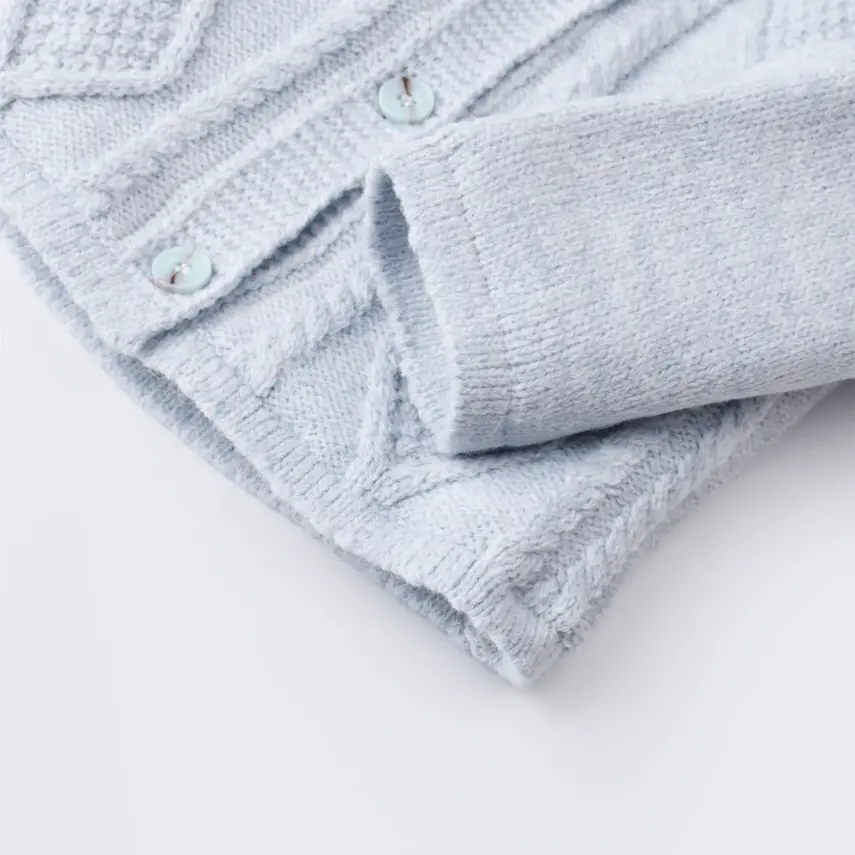 Bibaby Unisex Hırka Triko Desenli Welsoftlu Mavi - 11