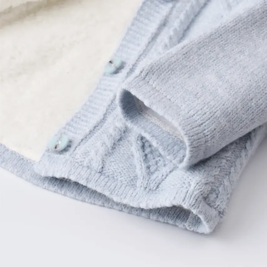 Bibaby Unisex Hırka Triko Desenli Welsoftlu Mavi - 5