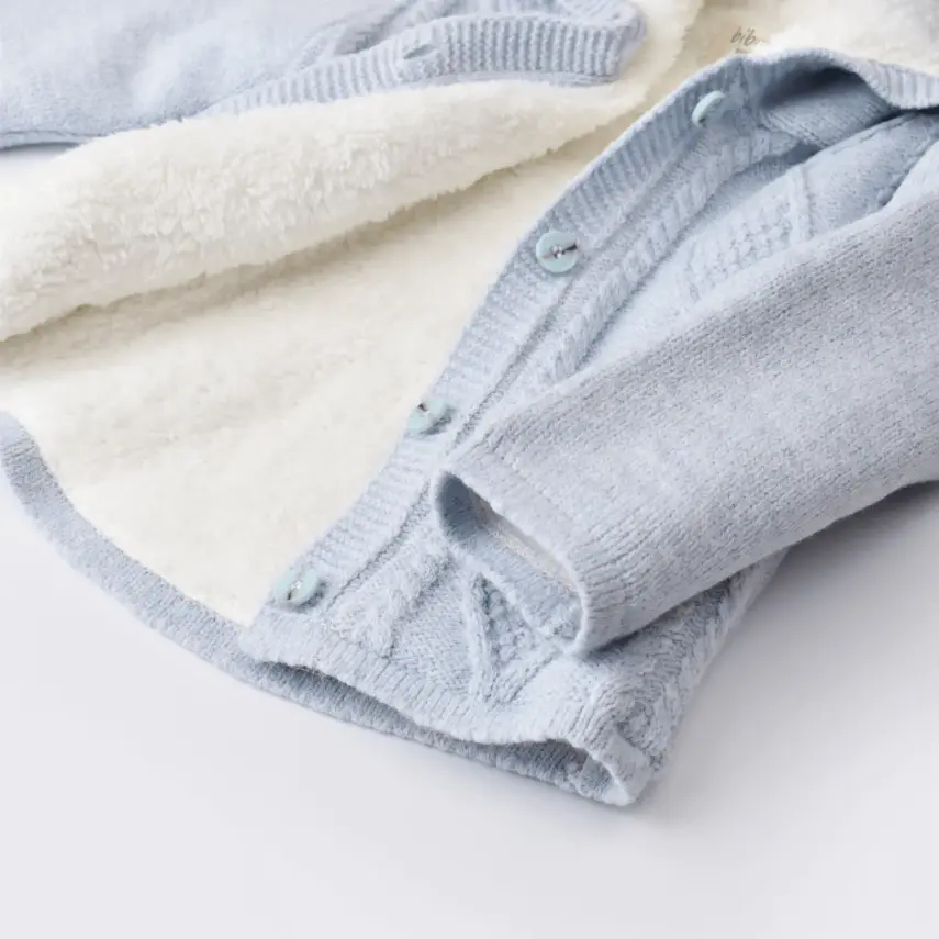 Bibaby Unisex Hırka Triko Desenli Welsoftlu Mavi - 3