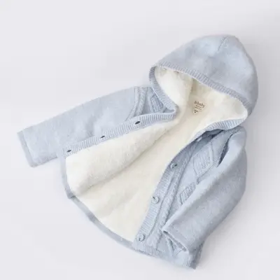 Bibaby Unisex Hırka Triko Desenli Welsoftlu Mavi - 9