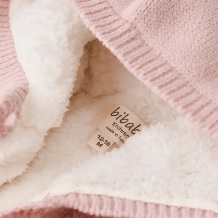 Bibaby Unisex Hırka Triko Desenli Welsoftlu Pembe - 6