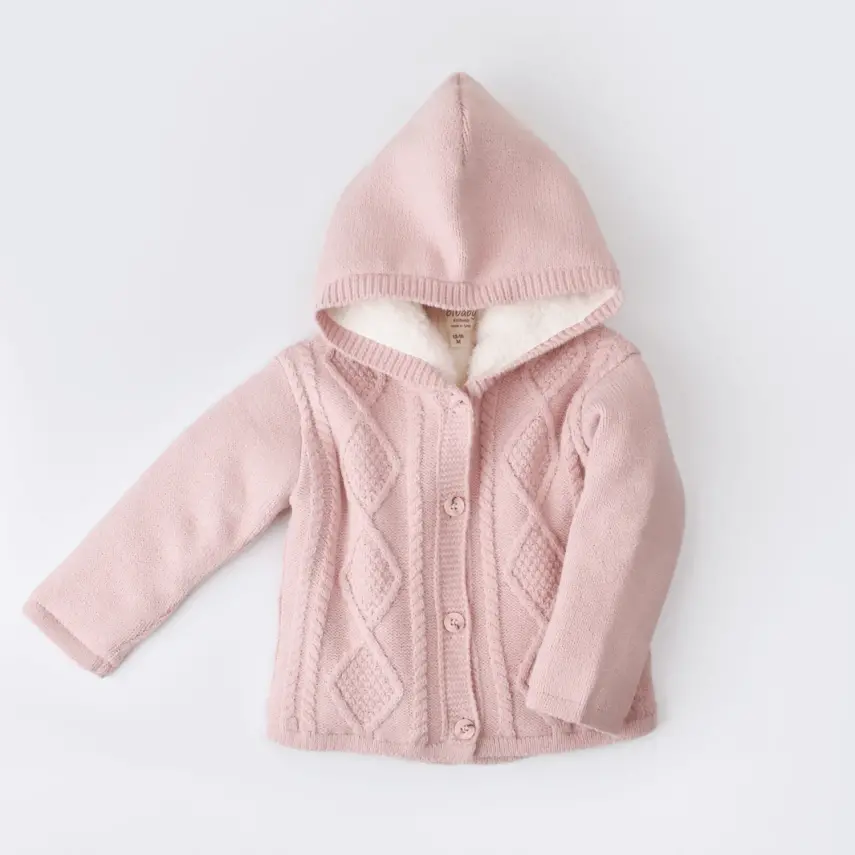 Bibaby Unisex Hırka Triko Desenli Welsoftlu Pembe - 1