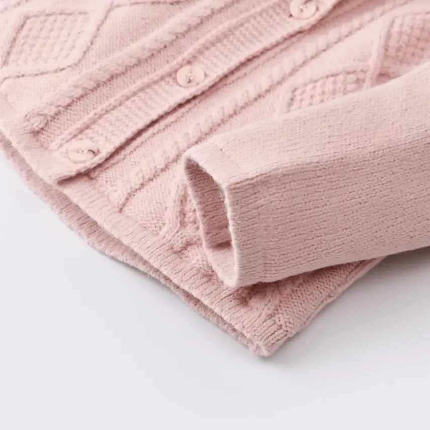 Bibaby Unisex Hırka Triko Desenli Welsoftlu Pembe - 9