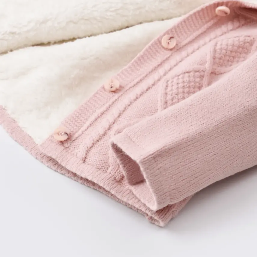 Bibaby Unisex Hırka Triko Desenli Welsoftlu Pembe - 10