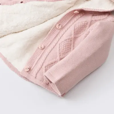 Bibaby Unisex Hırka Triko Desenli Welsoftlu Pembe - 2