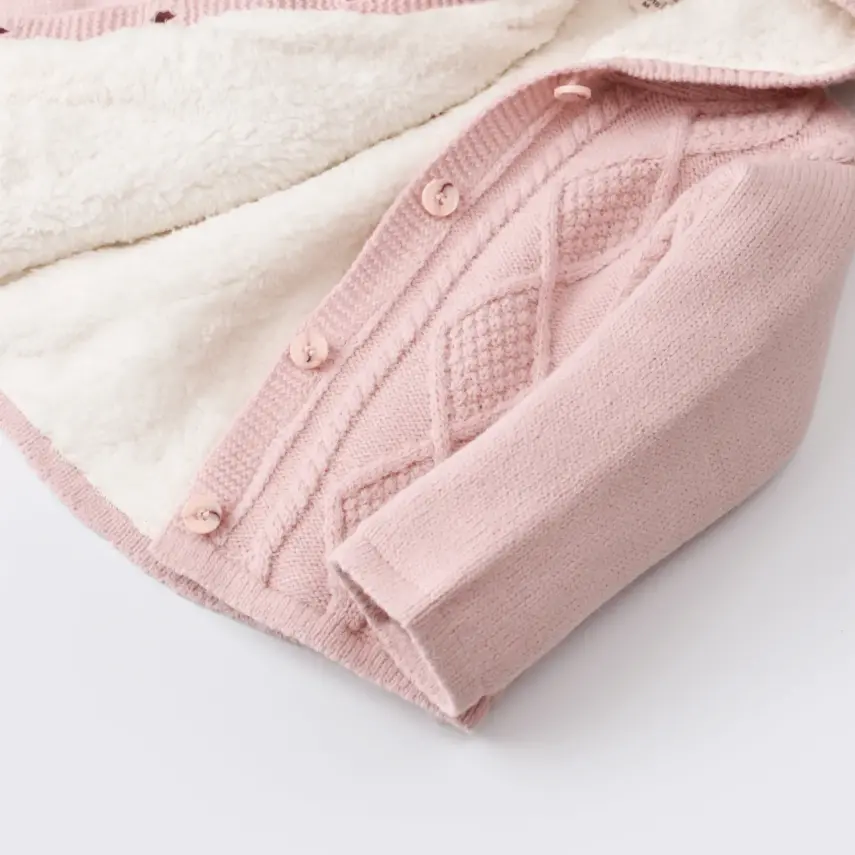 Bibaby Unisex Hırka Triko Desenli Welsoftlu Pembe - 2