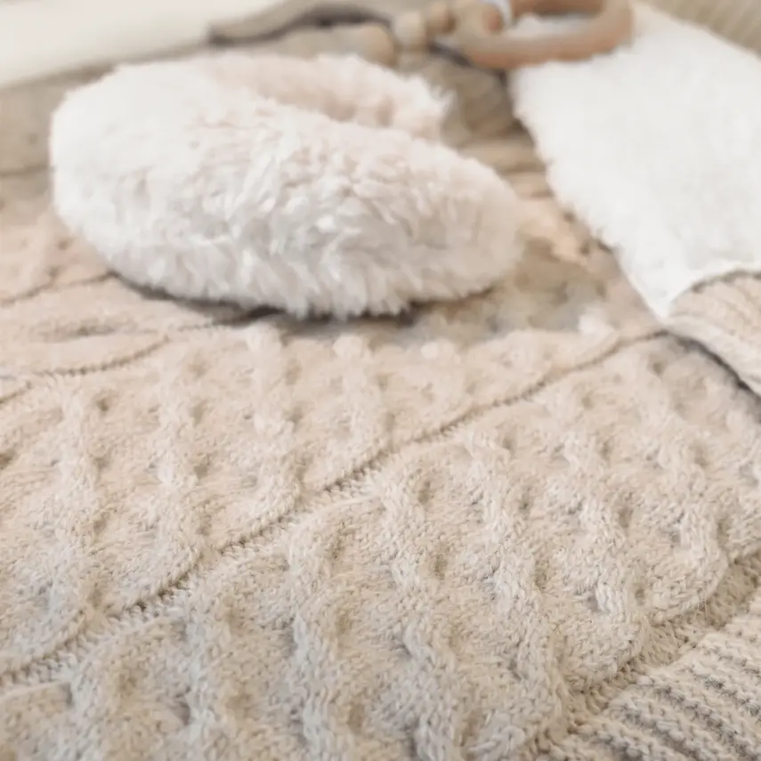 Bibaby Unisex Kundak Zincir Triko Bej - 11