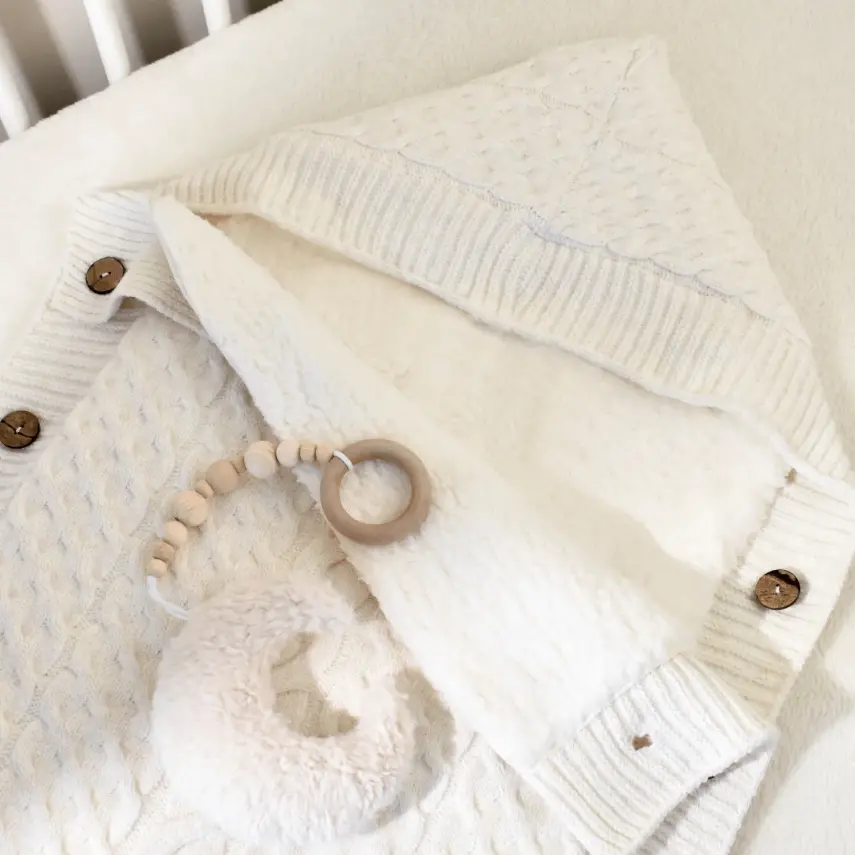 Bibaby Unisex Kundak Zincir Triko Ekru - 6