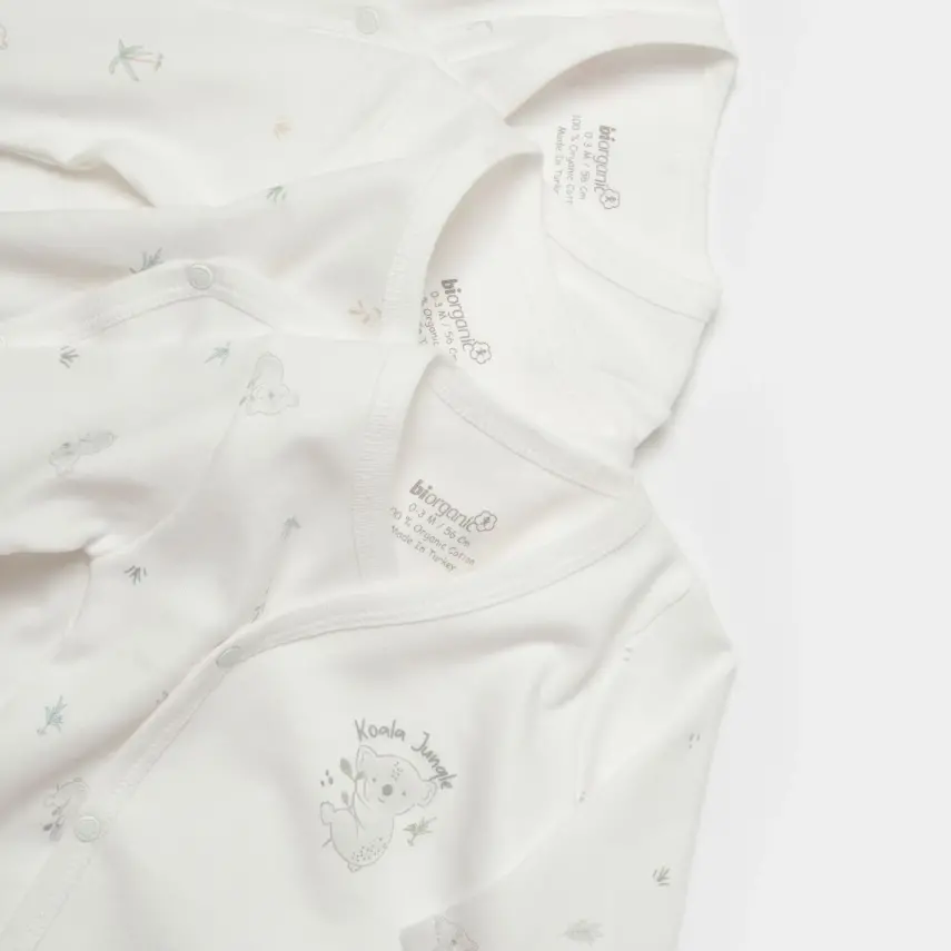 Bibaby Unisex Organik Body Kruvaze Zıbın Koala Jungle Pembe - 4