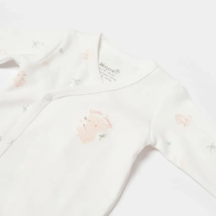 Bibaby Unisex Organik Body Kruvaze Zıbın Koala Jungle Pembe - 2