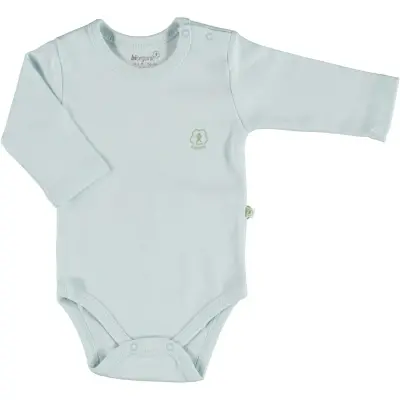 Bibaby Unisex Organik Body Uzun Kol Basic Nature Mavi
