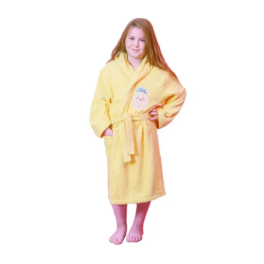 Bibaby Unisex Organik Bornoz Ananas Sarı - 1