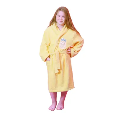 Bibaby Unisex Organik Bornoz Ananas Sarı