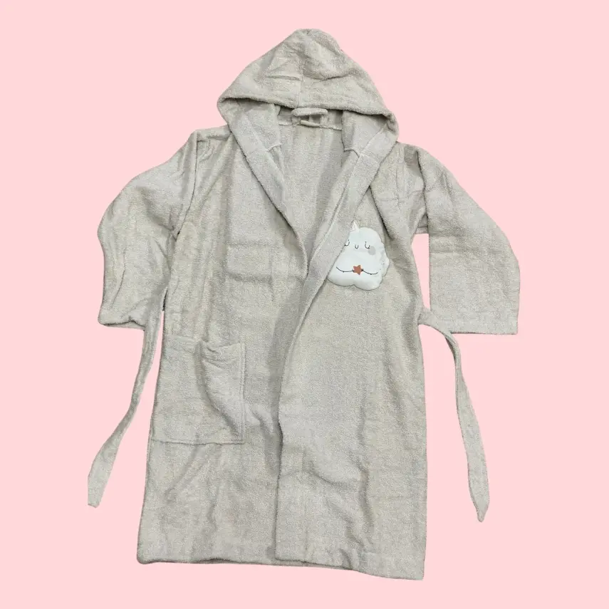 Bibaby Unisex Organik Bornoz Cloudy World Bej - 1