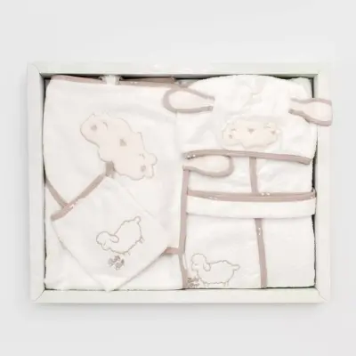 Bibaby Unisex Organik Bornoz Takımı Curly Sheep Bej - 2