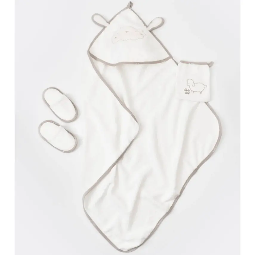 Bibaby Unisex Organik Bornoz Takımı Curly Sheep Bej - 1