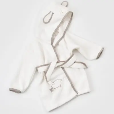 Bibaby Unisex Organik Bornoz Takımı Curly Sheep Bej - 9