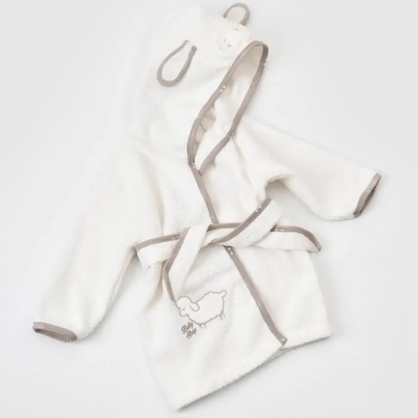 Bibaby Unisex Organik Bornoz Takımı Curly Sheep Bej - 9