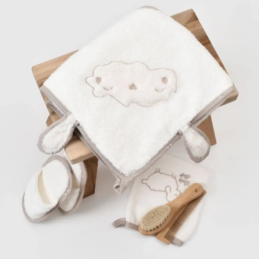 Bibaby Unisex Organik Bornoz Takımı Curly Sheep Bej - 10