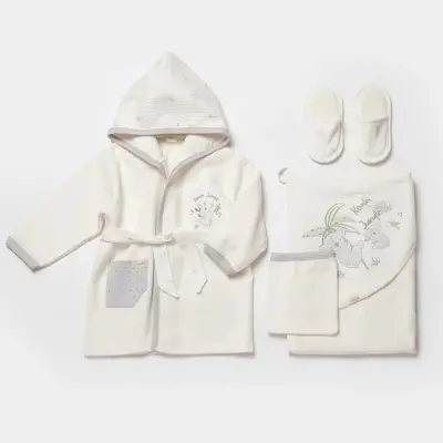 Bibaby Unisex Organik Bornoz Takımı Koala Jungle Gri