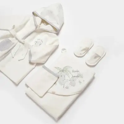 Bibaby Unisex Organik Bornoz Takımı Koala Jungle Gri - 2