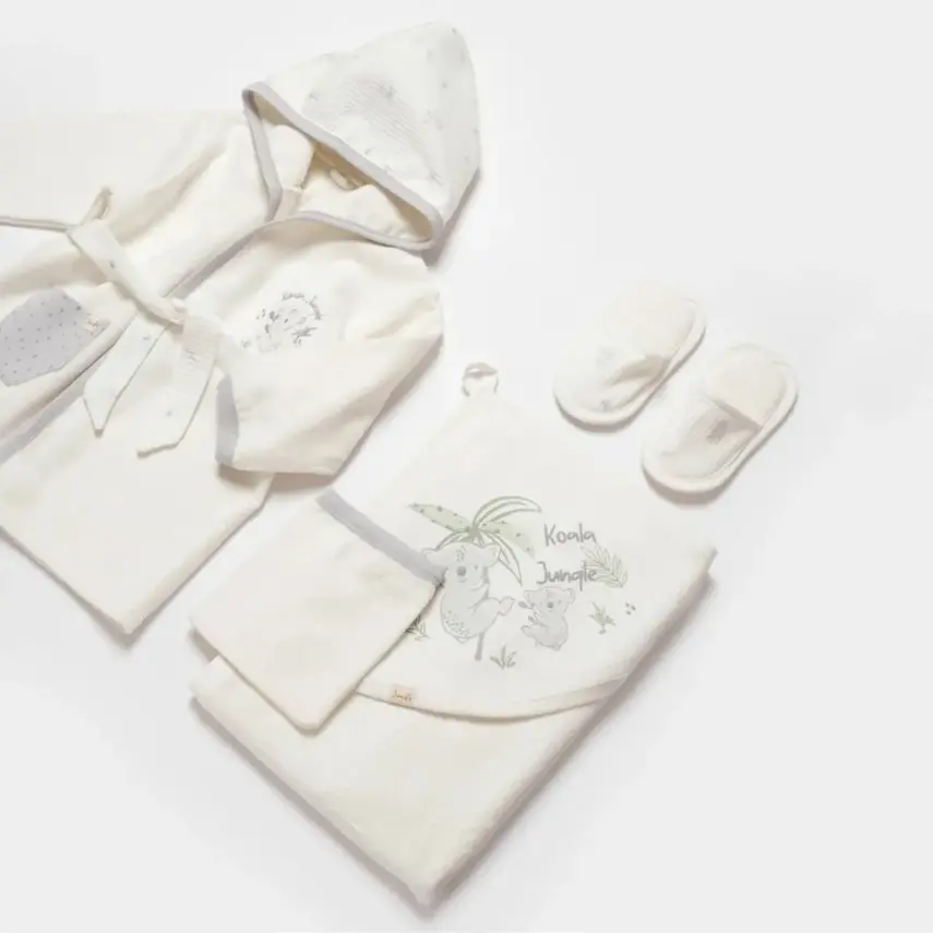 Bibaby Unisex Organik Bornoz Takımı Koala Jungle Gri - 2