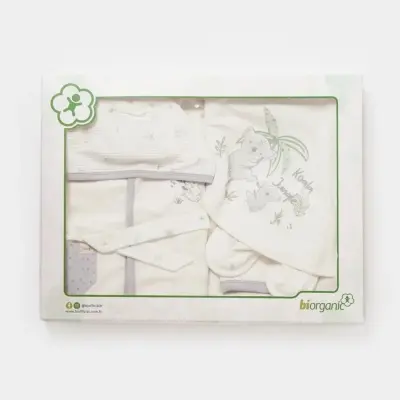 Bibaby Unisex Organik Bornoz Takımı Koala Jungle Gri - 8