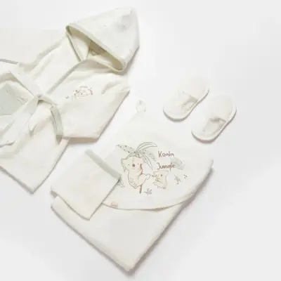 Bibaby Unisex Organik Bornoz Takımı Koala Jungle Mint - 3