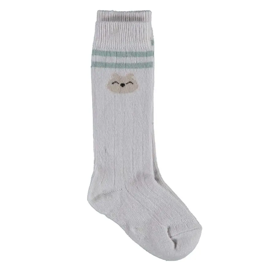 Bibaby Unisex Organik Çorap Dizaltı Animals Bej - 1