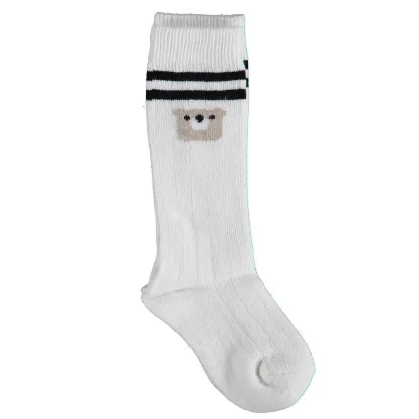 Bibaby Unisex Organik Çorap Dizaltı Animals Ekru - 2