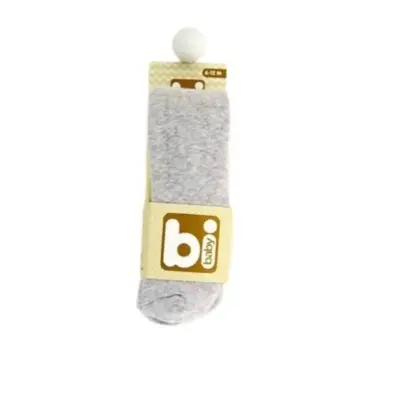 Bibaby Unisex Organik Çorap Külotlu Havlu Basic Gri Melanj 