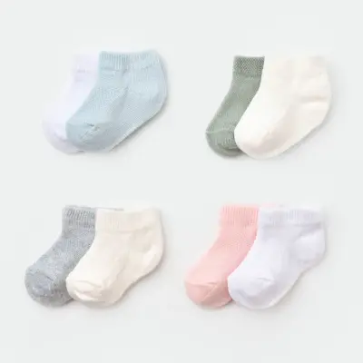 Bibaby Unisex Organik Çorap Soket 2li Summer Gri -Ekru - 4