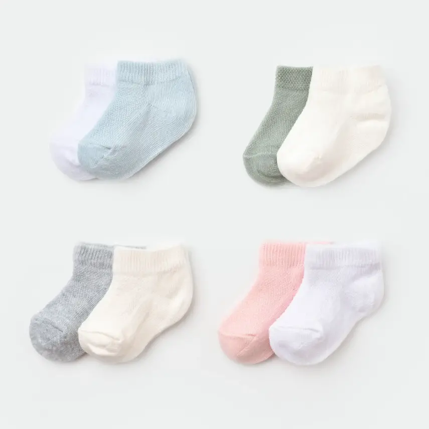 Bibaby Unisex Organik Çorap Soket 2li Summer Gri -Ekru - 4