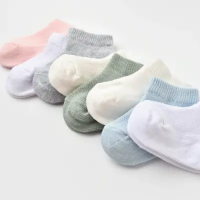 Bibaby Unisex Organik Çorap Soket 2li Summer Gri -Ekru - 9