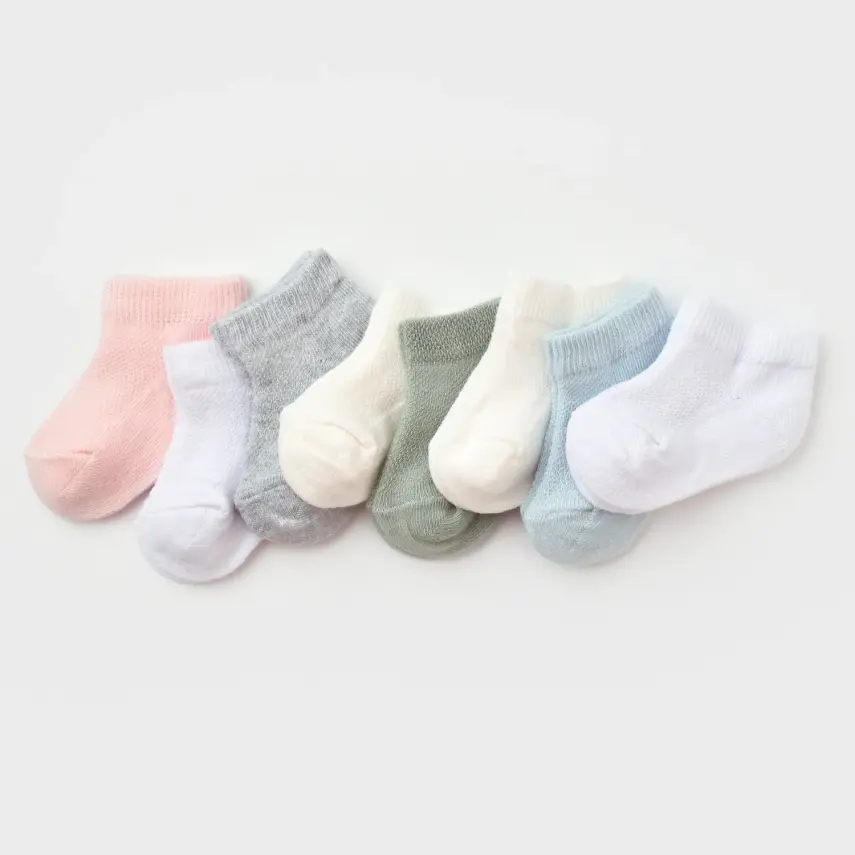 Bibaby Unisex Organik Çorap Soket 2li Summer Gri -Ekru - 10