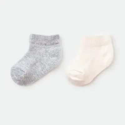 Bibaby Unisex Organik Çorap Soket 2li Summer Gri -Ekru 