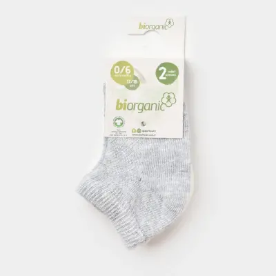 Bibaby Unisex Organik Çorap Soket 2li Summer Gri -Ekru - 2