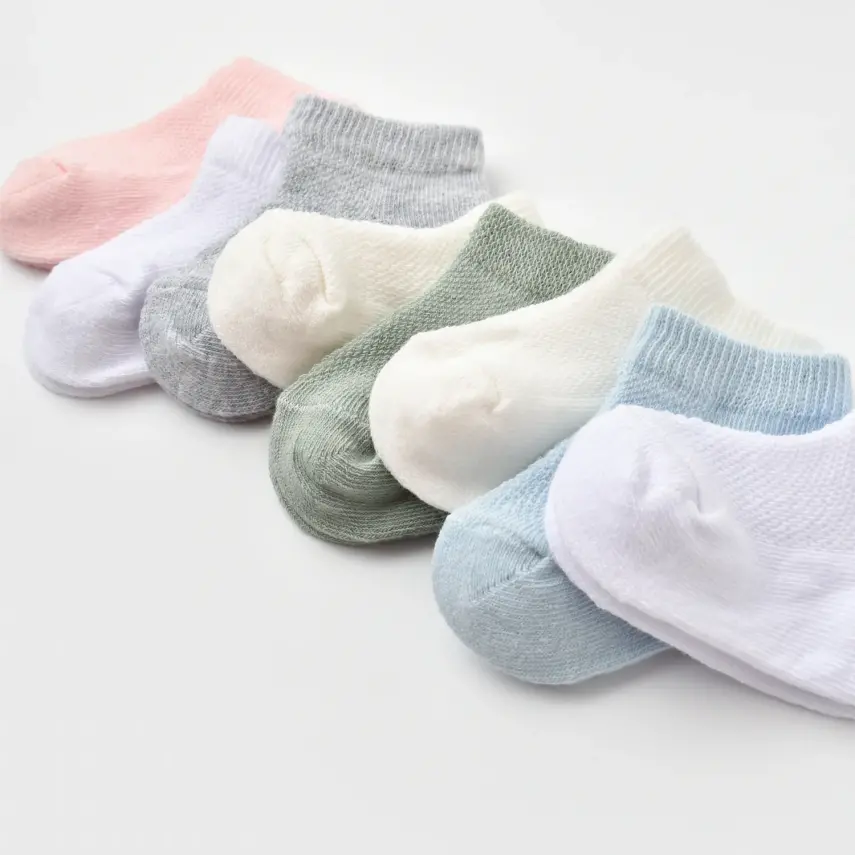 Bibaby Unisex Organik Çorap Soket 2li Summer Mavi - Beyaz - 2