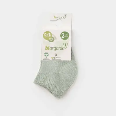 Bibaby Unisex Organik Çorap Soket 2li Summer Mint - Ekru - 3