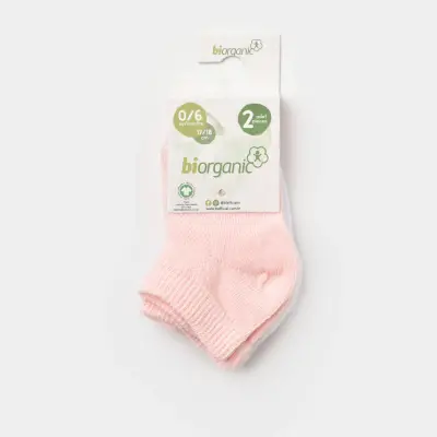 Bibaby Unisex Organik Çorap Soket 2li Summer Pembe - Beyaz - 2