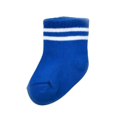 Bibaby Unisex Organik Çorap Soket Çizgili Saks 