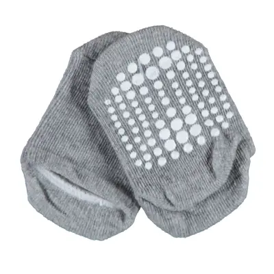 Bibaby Unisex Organik Çorap Soket Kaymaz Taban Points Gri - 2