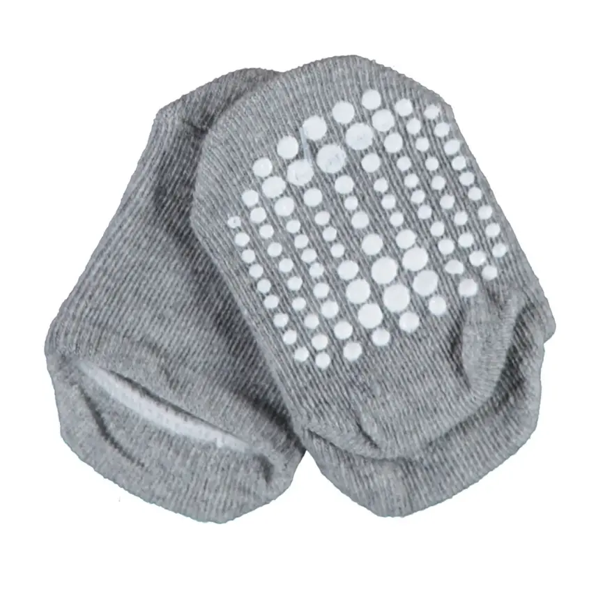 Bibaby Unisex Organik Çorap Soket Kaymaz Taban Points Gri - 2