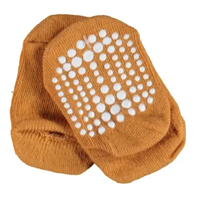 Bibaby Unisex Organik Çorap Soket Kaymaz Taban Points Hardal